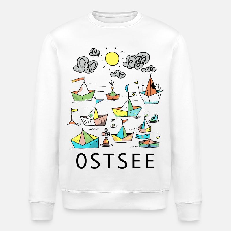 Origami-Boote im bunten Abendlicht - Stanley/Stella Unisex Bio-Sweatshirt ROLLER - Weiß