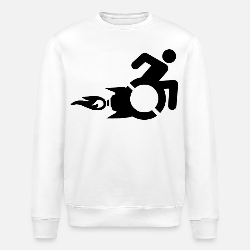 Rollstuhlfahrer mit Raketenantrieb # - Stanley/Stella Unisex Bio-Sweatshirt ROLLER - Weiß