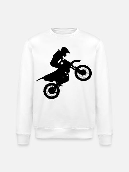 Motocross rider image # - Stanley/Stella ROLLER Unisex Organic Sweatshirt - white