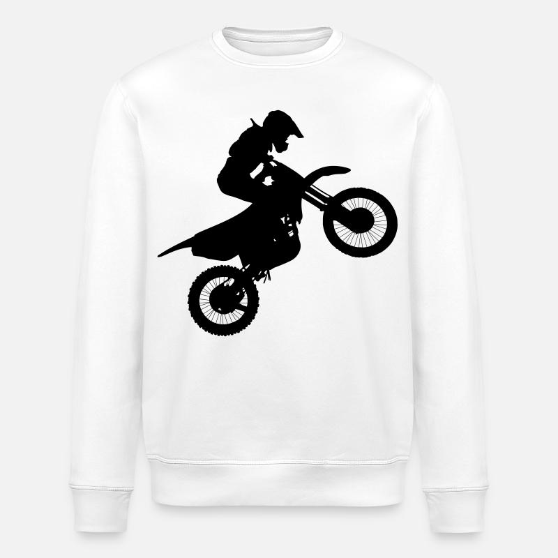 Motocross rider image # - Stanley/Stella ROLLER Unisex Organic Sweatshirt - white