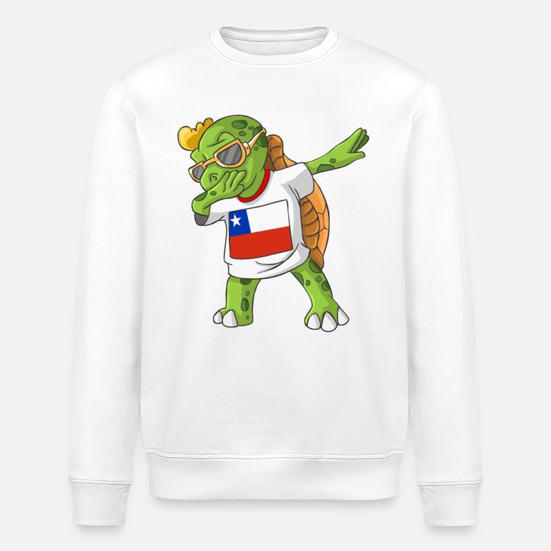 Chile Dabbing turtle - Stanley/Stella ROLLER Unisex Organic Sweatshirt - white
