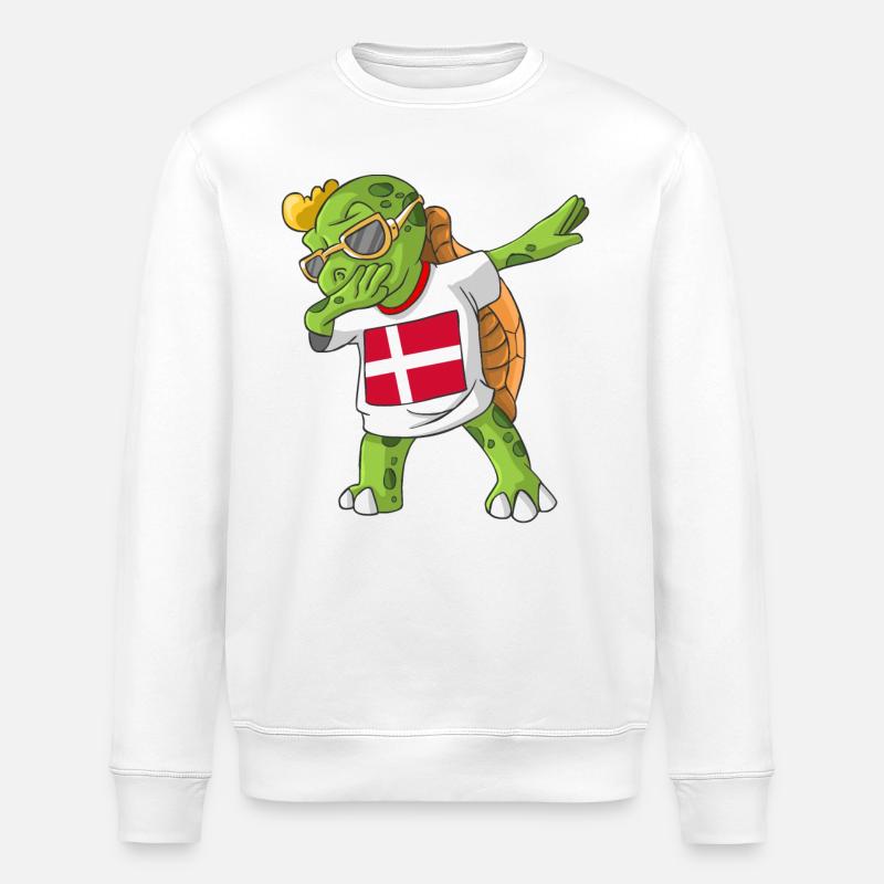 Dänemark Dabbing Schildkröte - Stanley/Stella Unisex Bio-Sweatshirt ROLLER - Weiß