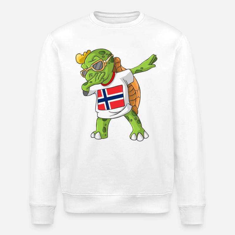 Norwegen Dabbing Schildkröte - Stanley/Stella Unisex Bio-Sweatshirt ROLLER - Weiß