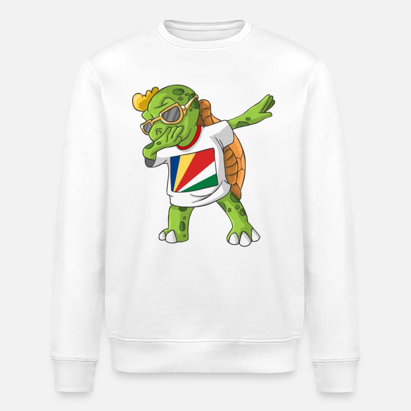 Seychellen Dabbing Schildkröte - Stanley/Stella Unisex Bio-Sweatshirt ROLLER - Weiß