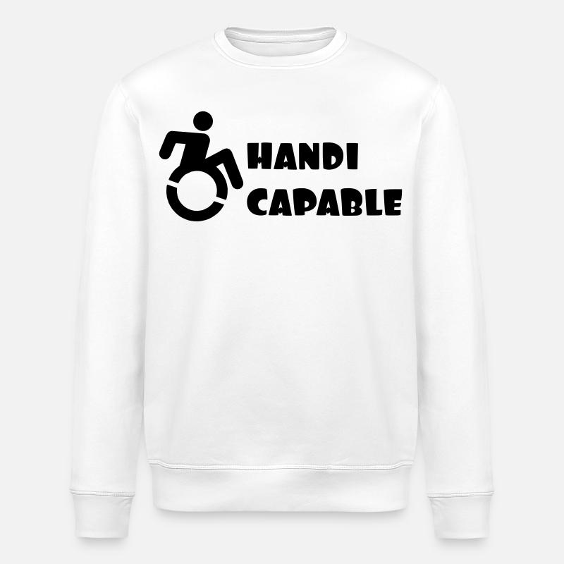 Rollstuhl-kompetent. Behinderter Humor # - Stanley/Stella Unisex Bio-Sweatshirt ROLLER - Weiß