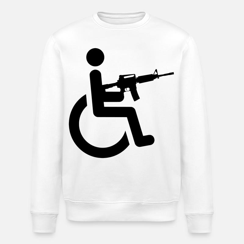 Utilisateur d’un fauteuil roulant armé # - Sweat bio ROLLER Stanley/Stella Unisexe - blanc