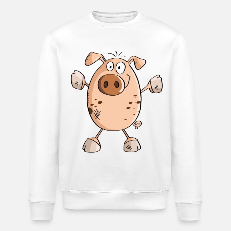 Saustarkes Schwein - Schweine - Eber - Bache - Stanley/Stella Unisex Bio-Sweatshirt ROLLER - Weiß