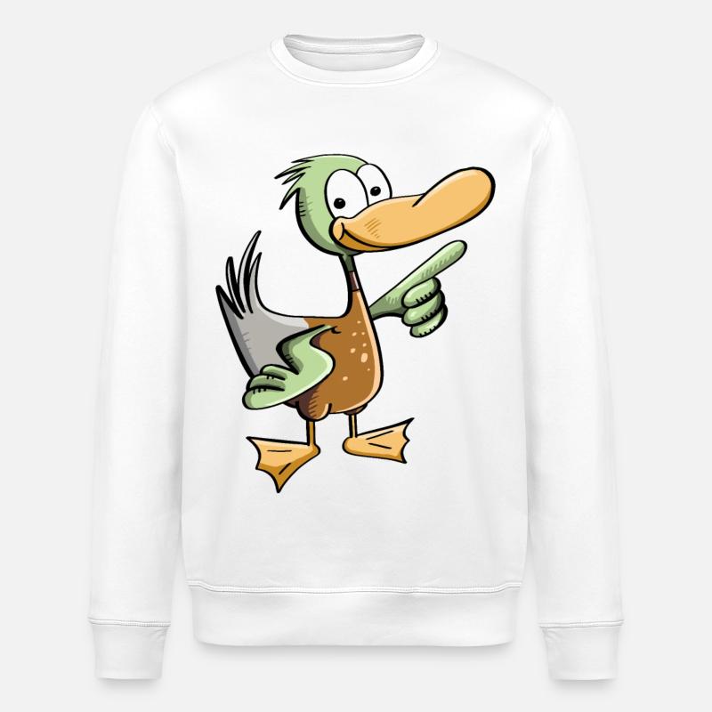 Lustiger Erpel - Ente Comic - Stanley/Stella Unisex Bio-Sweatshirt ROLLER - Weiß