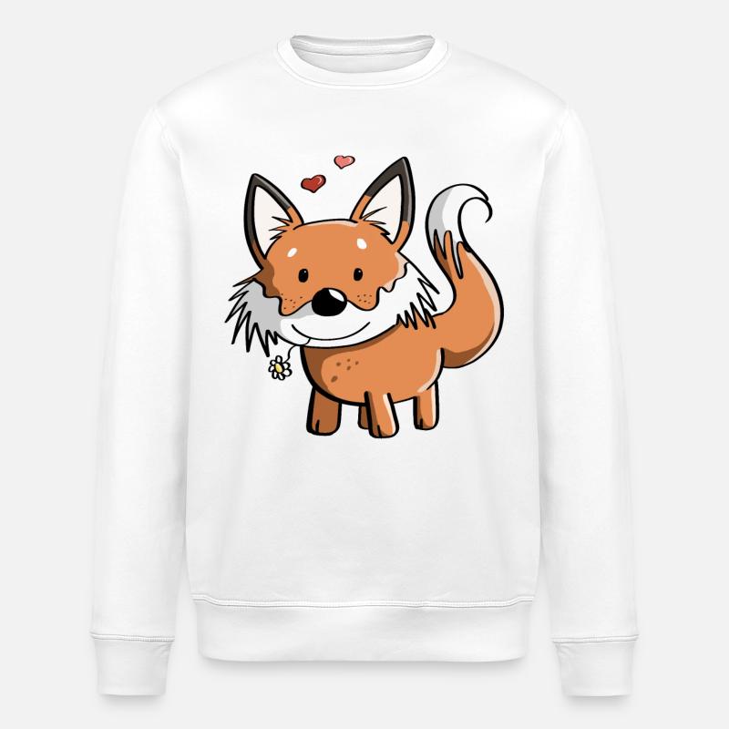 Fuchs mit Blume - Füchse - Rotfuchs - Raubtier - Stanley/Stella Unisex Bio-Sweatshirt ROLLER - Weiß
