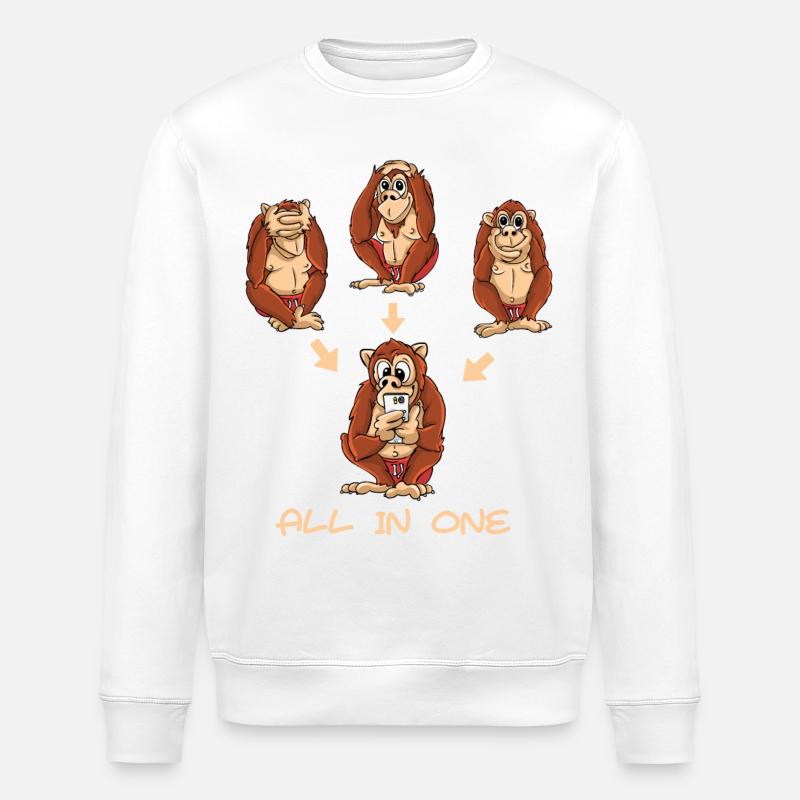 The 3 monkeys - Stanley/Stella ROLLER Unisex Organic Sweatshirt - white