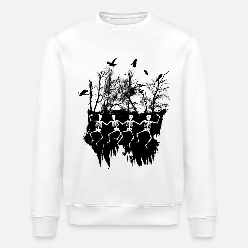 Dancing Skeleton Illustration Black & White - Stanley/Stella ROLLER Unisex Organic Sweatshirt - white