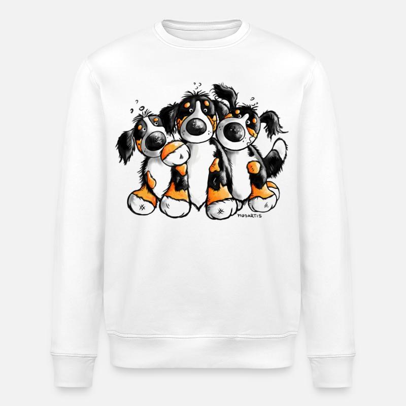 Drollige Berner Sennenhunde - Stanley/Stella Unisex Bio-Sweatshirt ROLLER - Weiß