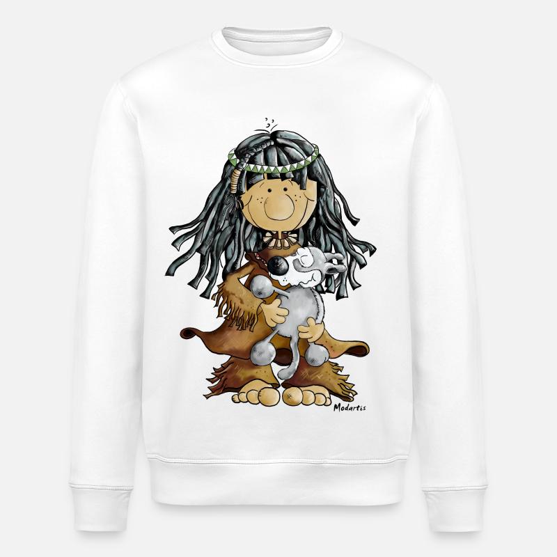 Indianer und Wolf - Freunde - Stanley/Stella Unisex Bio-Sweatshirt ROLLER - Weiß