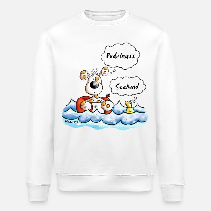 Ansichtssache - Hund - Ente - Wasser - Stanley/Stella Unisex Bio-Sweatshirt ROLLER - Weiß