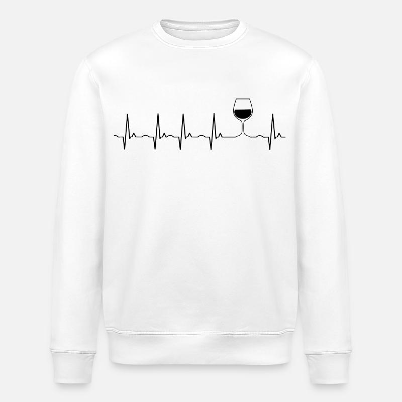Wein Herzschlag EKG - Elegantes Weinglas Design - Stanley/Stella Unisex Bio-Sweatshirt ROLLER - Weiß