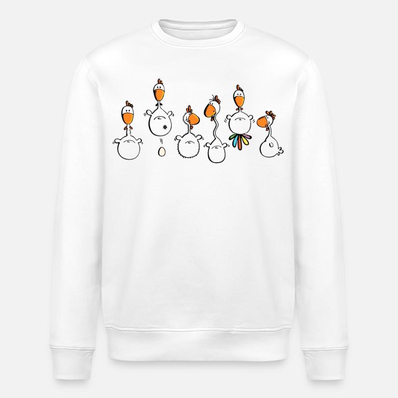 Crazy Chickens - Chicken - Hens - cock - Stanley/Stella ROLLER Unisex Organic Sweatshirt - white