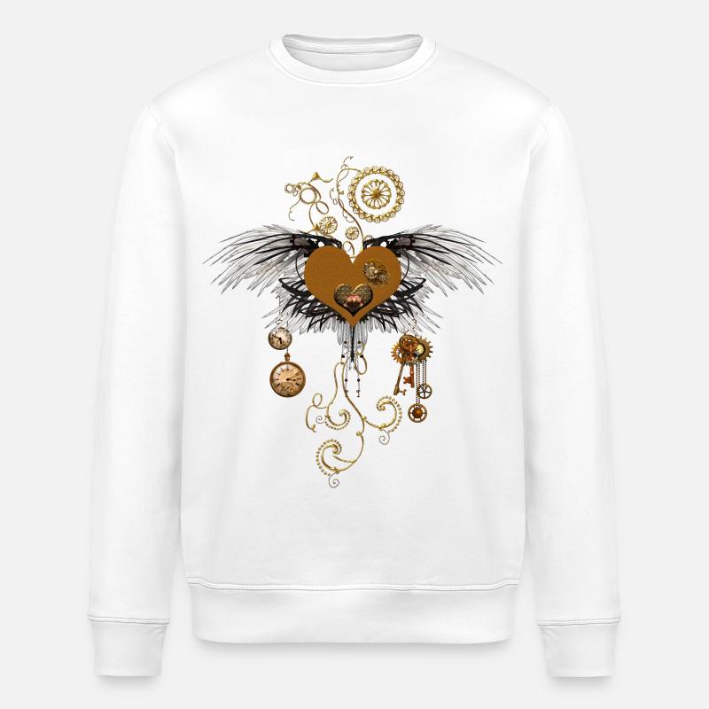 Atemberaubendes Steampunk-Herz mit Flügeln. - Stanley/Stella Unisex Bio-Sweatshirt ROLLER - Weiß