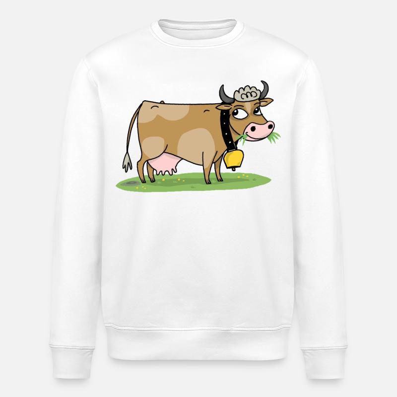 Kuh mit Glocke auf der Wiese - Stanley/Stella Unisex Bio-Sweatshirt ROLLER - Weiß