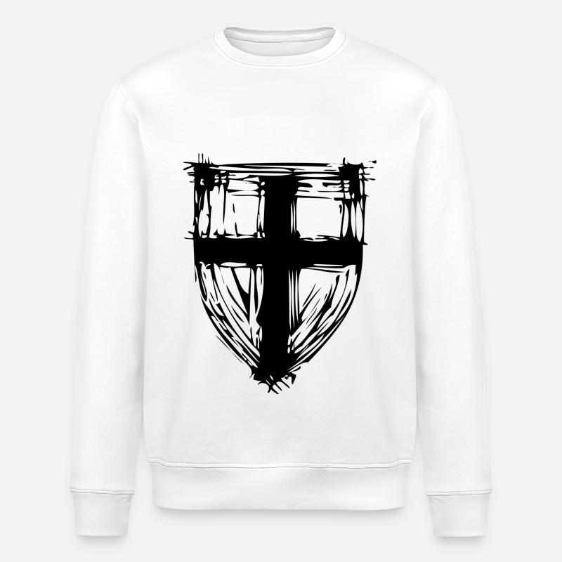 Protective shield with cross - Stanley/Stella ROLLER Unisex Organic Sweatshirt - white