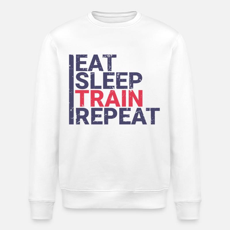 Manger dormir train répéter - Sweat bio ROLLER Stanley/Stella Unisexe - blanc