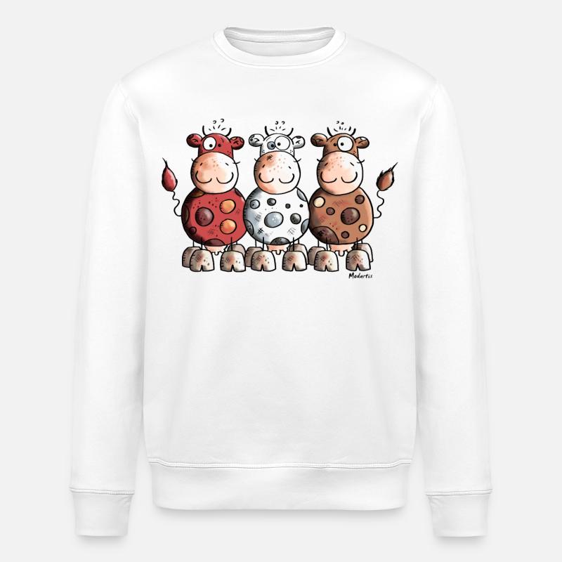 Kunterbunte Kühe - Stanley/Stella Unisex Bio-Sweatshirt ROLLER - Weiß