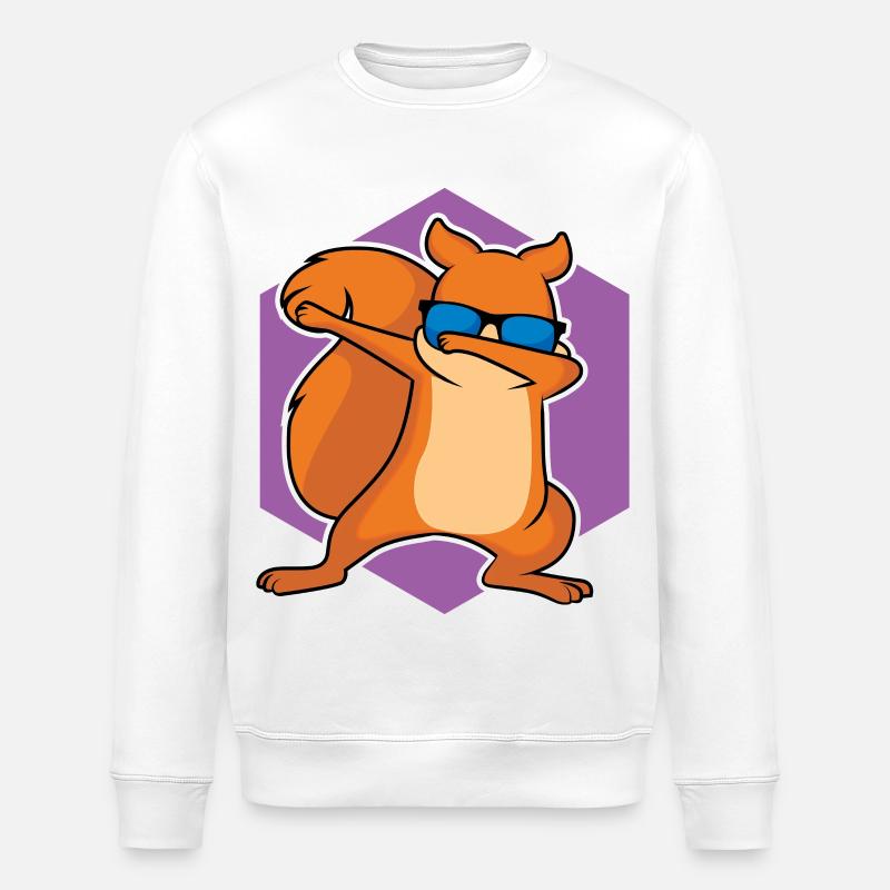 Dabbing Squirrel - Design - Stanley/Stella ROLLER Unisex Organic Sweatshirt - white