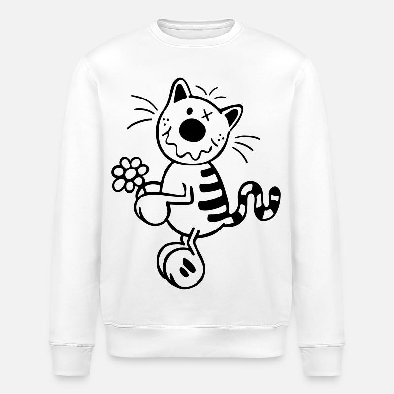 Chat avec la fleur - Sweat bio ROLLER Stanley/Stella Unisexe - blanc