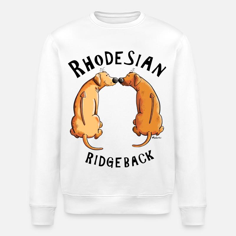 Smiling Rhodesian Ridgeback - Stanley/Stella Unisex Bio-Sweatshirt ROLLER - Weiß