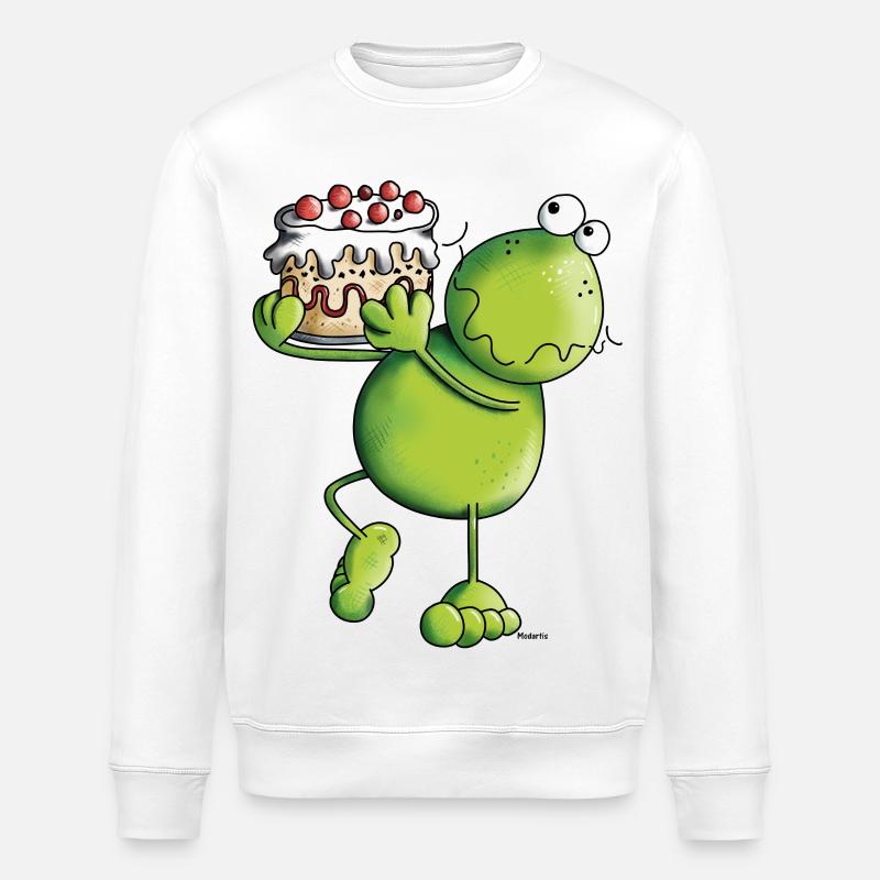 Frosch mit Kuchen - Stanley/Stella Unisex Bio-Sweatshirt ROLLER - Weiß
