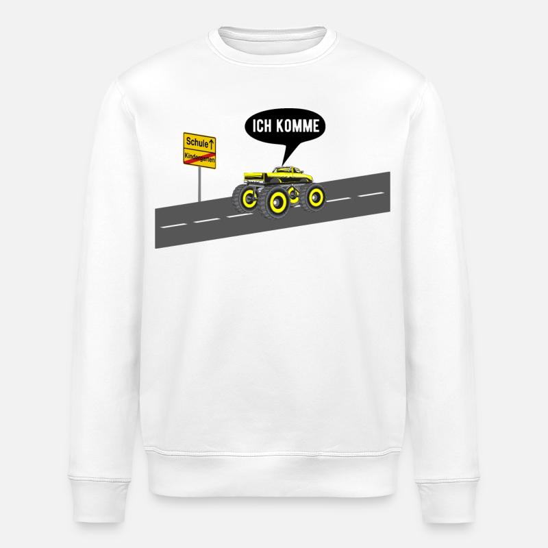 Schule ich komme - Stanley/Stella Unisex Bio-Sweatshirt ROLLER - Weiß