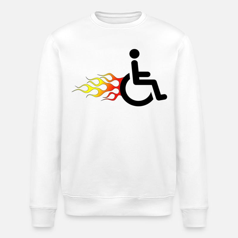 Rollstuhlfahrer mit Flammen # - Stanley/Stella Unisex Bio-Sweatshirt ROLLER - Weiß