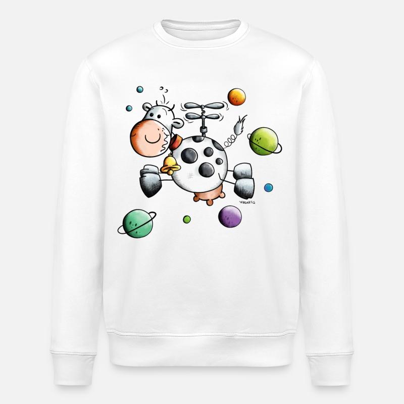 Kuh auf Weltreise - Stanley/Stella Unisex Bio-Sweatshirt ROLLER - Weiß