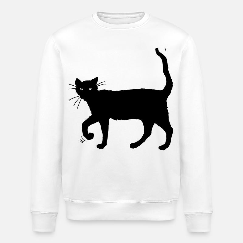 Schwarze Katze - Stanley/Stella Unisex Bio-Sweatshirt ROLLER - Weiß