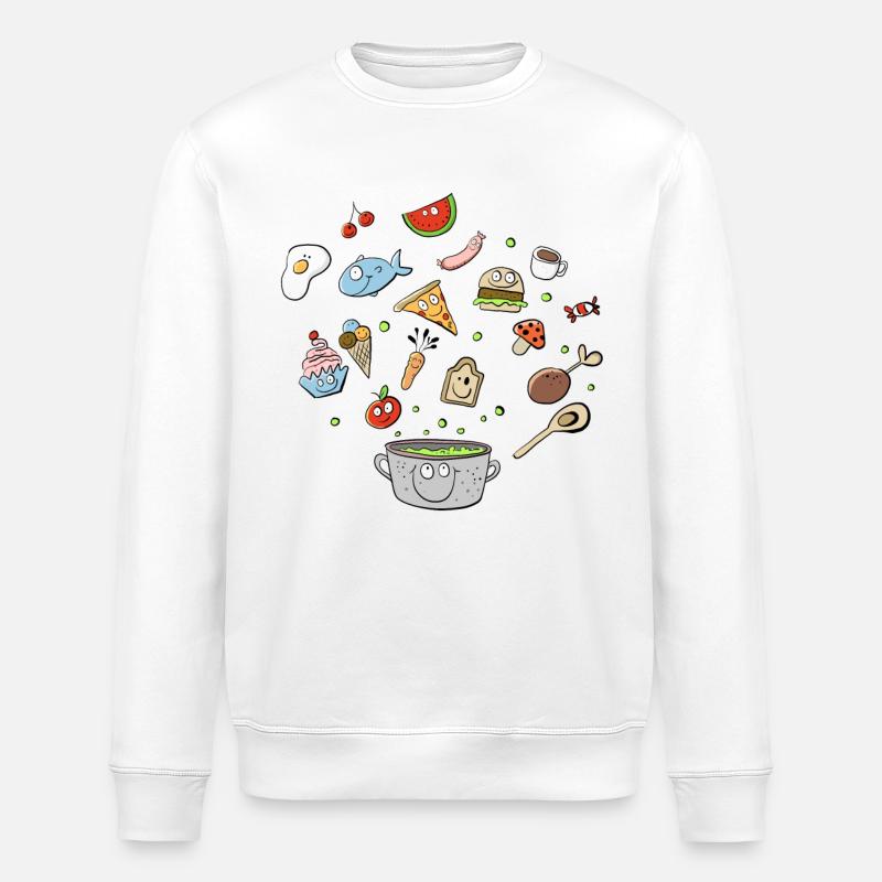 Essen Doodle I Mahzeit I Lebensmittel - Stanley/Stella Unisex Bio-Sweatshirt ROLLER - Weiß