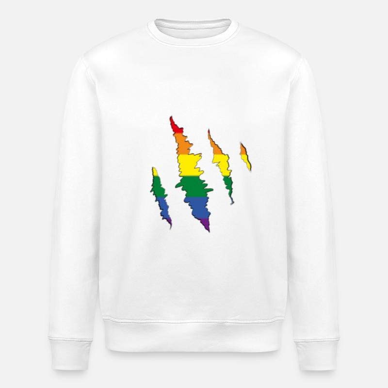 Regenbogen Kralle Kratzspur  - Stanley/Stella Unisex Bio-Sweatshirt ROLLER - Weiß