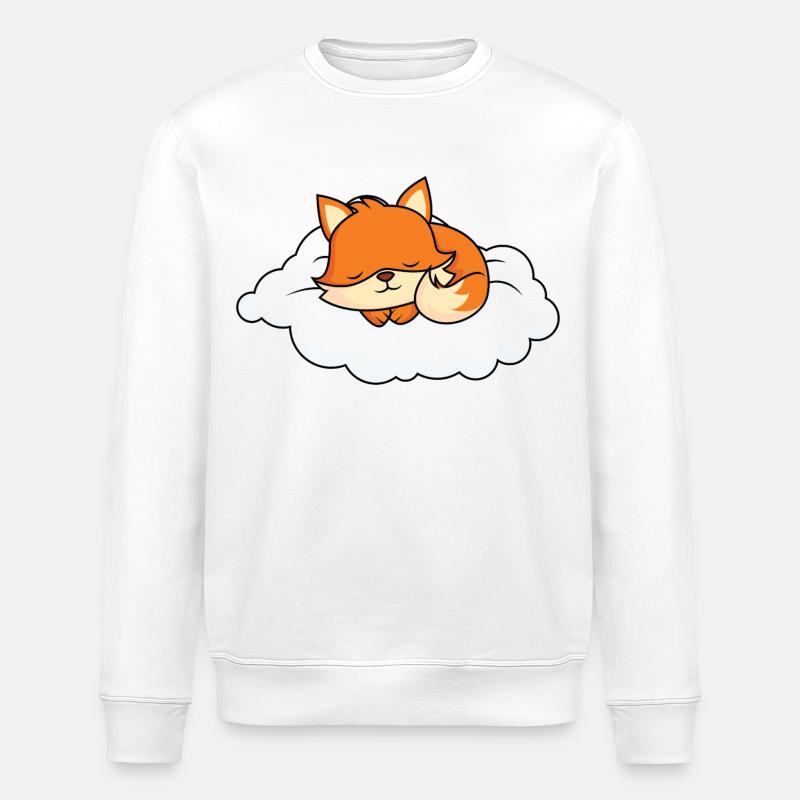 Little fox sleeping on cloud - Stanley/Stella ROLLER Unisex Organic Sweatshirt - white