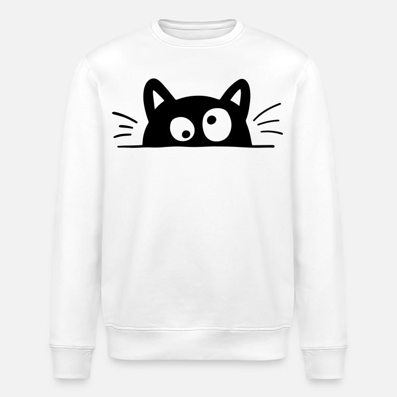 Neugierige Katze - Stanley/Stella Unisex Bio-Sweatshirt ROLLER - Weiß