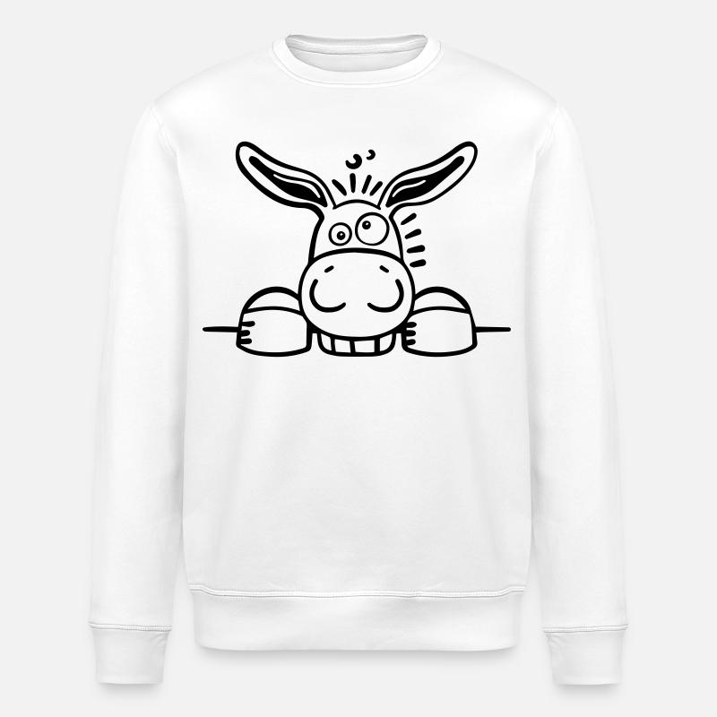Neugieriger Esel - Stanley/Stella Unisex Bio-Sweatshirt ROLLER - Weiß