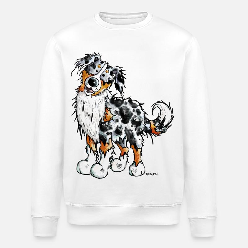 Witziger Australian Shepherd - Stanley/Stella Unisex Bio-Sweatshirt ROLLER - Weiß