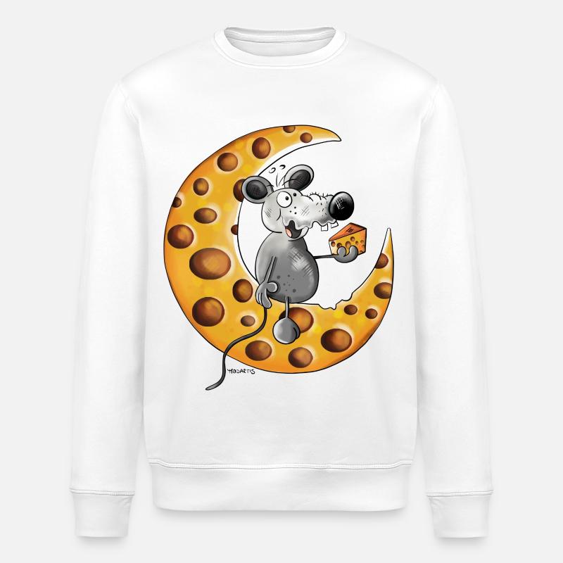 The Mouse Love Cheese - Stanley/Stella ROLLER Unisex Organic Sweatshirt - white