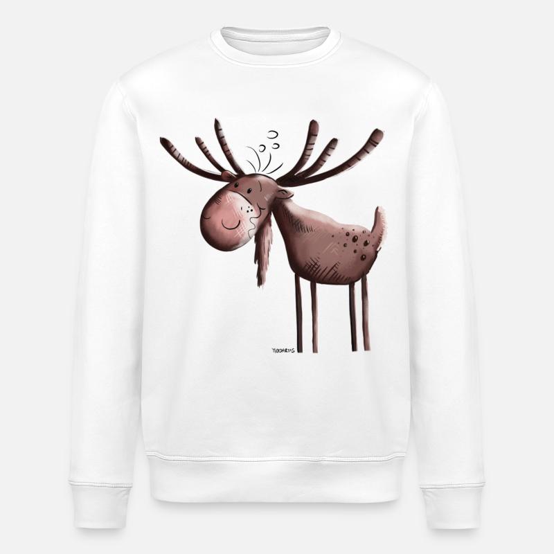 Knuffiger Elch - Stanley/Stella Unisex Bio-Sweatshirt ROLLER - Weiß