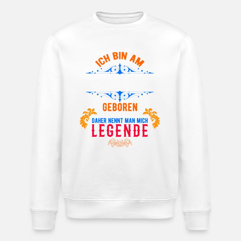 Geburtsdatum - Stanley/Stella Unisex Bio-Sweatshirt ROLLER - Weiß