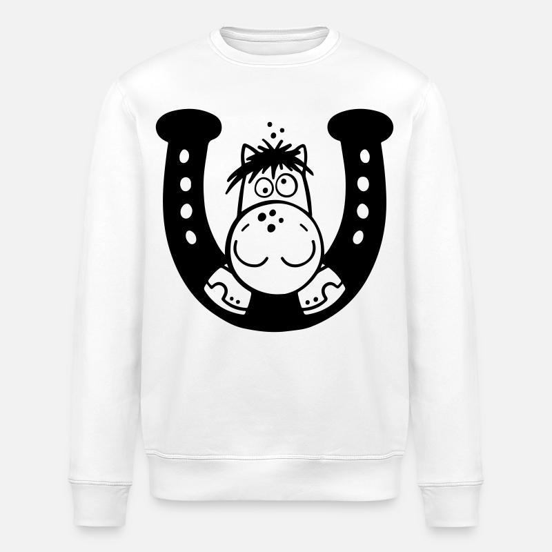 Pferd auf Hufeisen - Stanley/Stella Unisex Bio-Sweatshirt ROLLER - Weiß