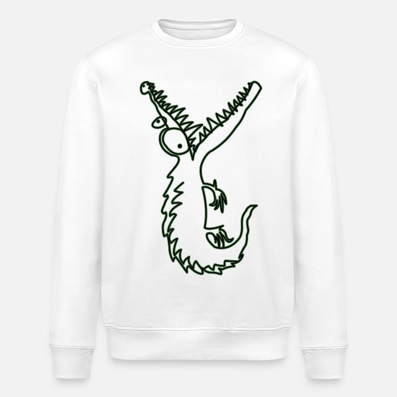 Crocodile vert Doodle - Sweat bio ROLLER Stanley/Stella Unisexe - blanc