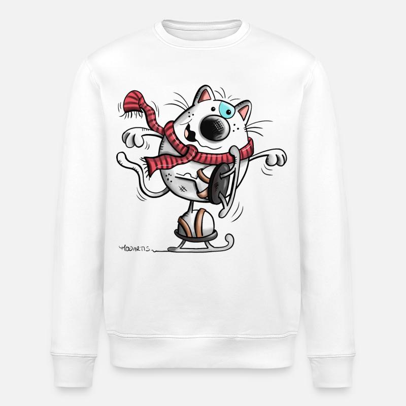 Cat course patins à glace - Sweat bio ROLLER Stanley/Stella Unisexe - blanc