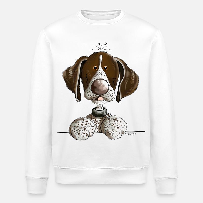 Drolliger Deutsch Kurzhaar - Stanley/Stella Unisex Bio-Sweatshirt ROLLER - Weiß