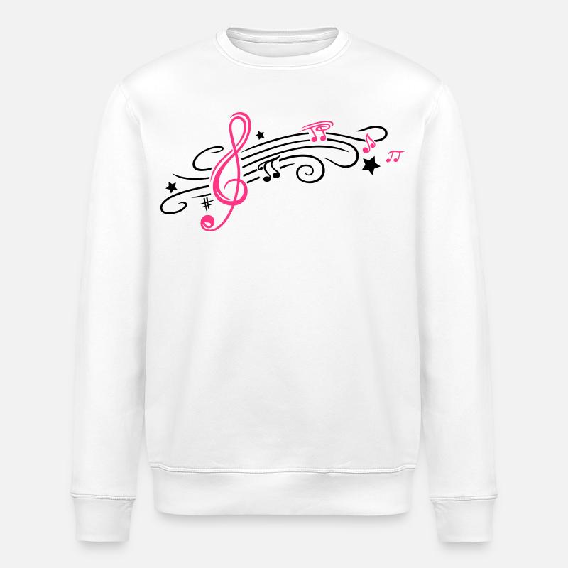 Musik, Notenschlüssel mit Notenblatt und Noten - Sweat bio ROLLER Stanley/Stella Unisexe - blanc
