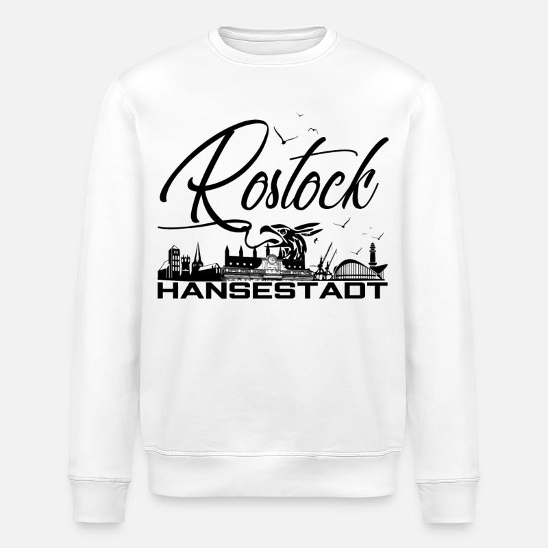 Rostock - Cité hanséatique - Silhouette - Sweat bio ROLLER Stanley/Stella Unisexe - blanc