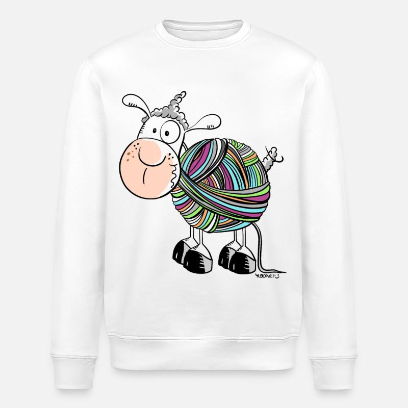 Coloured Sheep - Sheep - Comic - wool - Stanley/Stella ROLLER Unisex Organic Sweatshirt - white