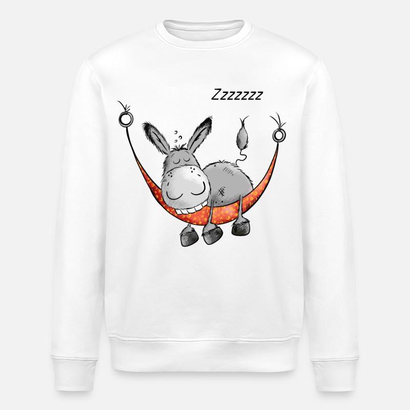 Sleeping Donkey - Âne - Comique - Dessin animé - Sweat bio ROLLER Stanley/Stella Unisexe - blanc